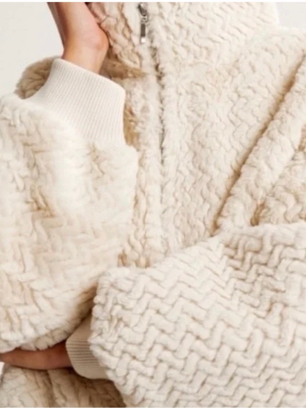 Abercrombie & Fitch Cream Teddy Zip Jacket - Picture 3 of 6
